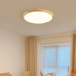 Lámpara de techo empotrada moderna de madera redonda, accesorio de iluminación para interiores