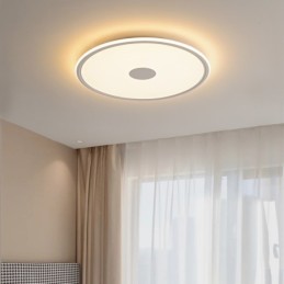Lámpara de techo nórdica redonda de 3,5 cm de grosor con protección ocular de espectro completo y regulable para interiores.