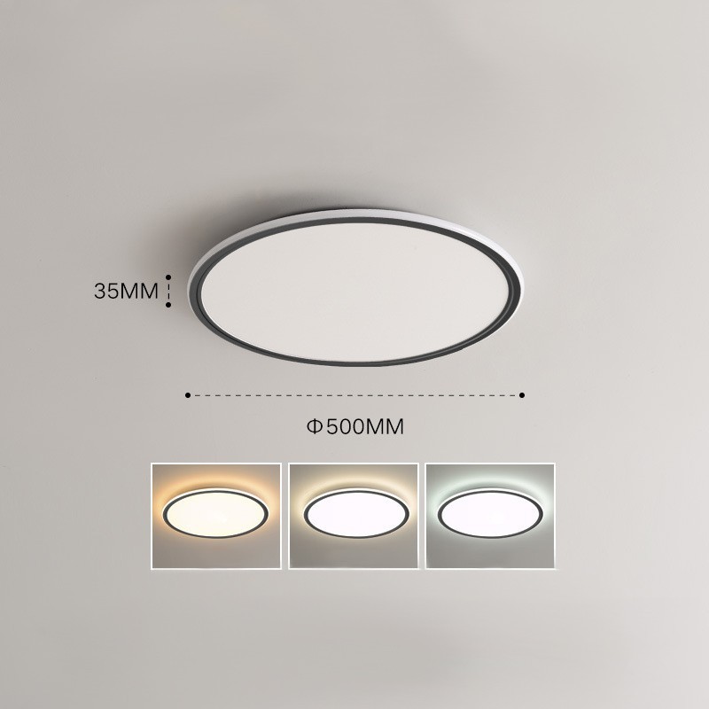 Lámpara de techo nórdica redonda de 3,5 cm de grosor con protección ocular de espectro completo y regulable para interiores.