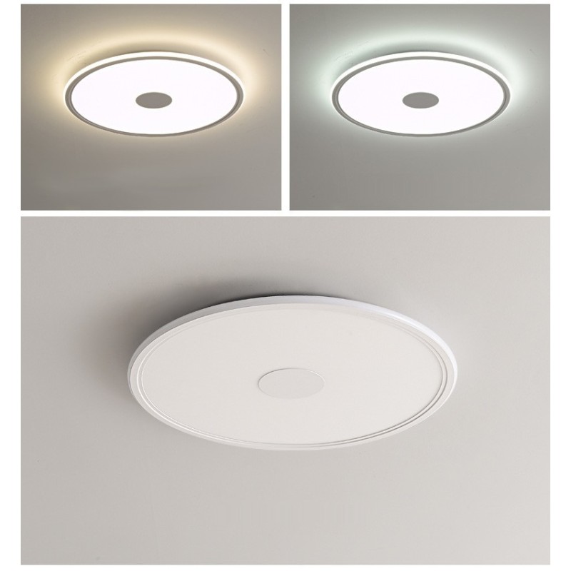 Lámpara de techo nórdica redonda de 3,5 cm de grosor con protección ocular de espectro completo y regulable para interiores.
