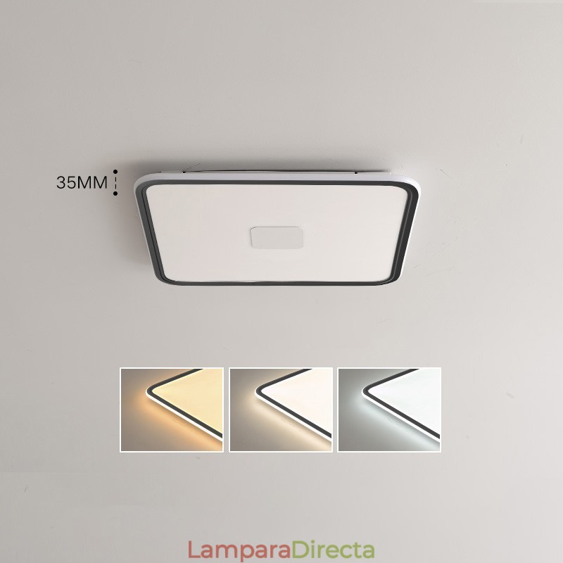 Lámpara de techo cuadrada empotrada y regulable de espectro completo con protección ocular.