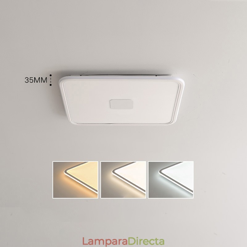Lámpara de techo cuadrada empotrada y regulable de espectro completo con protección ocular.