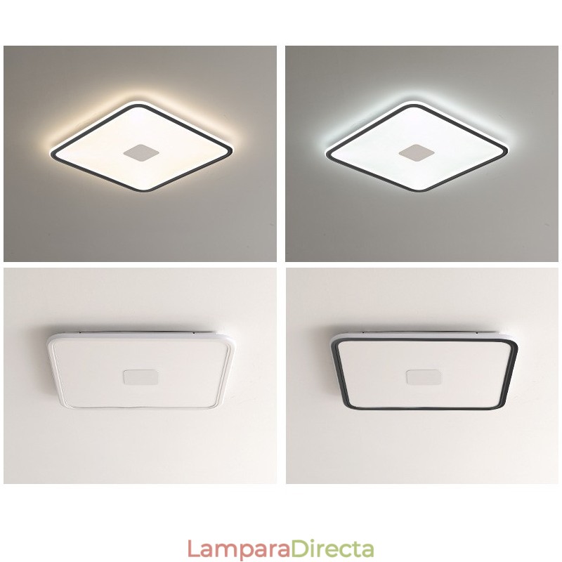 Lámpara de techo cuadrada empotrada y regulable de espectro completo con protección ocular.