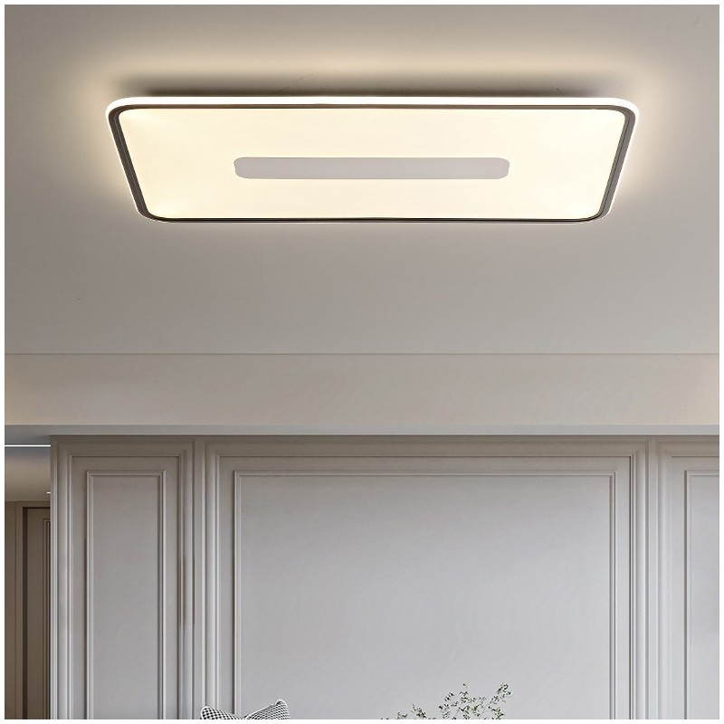 Lámpara de techo empotrada rectangular de gran tamaño y moderna, regulable, de espectro completo, con protección ocular.