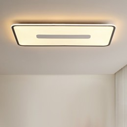 Lámpara de techo empotrada rectangular de gran tamaño y moderna, regulable, de espectro completo, con protección ocular.