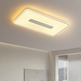 Lámpara de techo empotrada rectangular de gran tamaño y moderna, regulable, de espectro completo, con protección ocular.