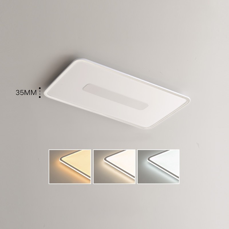 Lámpara de techo empotrada rectangular de gran tamaño y moderna, regulable, de espectro completo, con protección ocular.