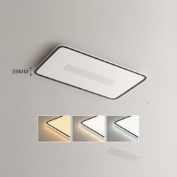 Lámpara de techo empotrada rectangular de gran tamaño y moderna, regulable, de espectro completo, con protección ocular.