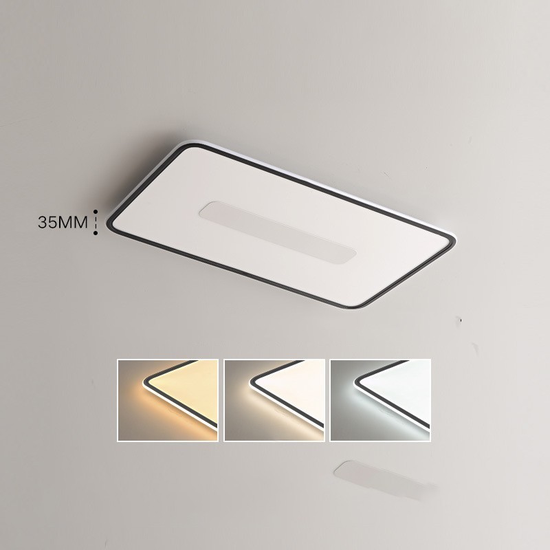 Lámpara de techo empotrada rectangular de gran tamaño y moderna, regulable, de espectro completo, con protección ocular.