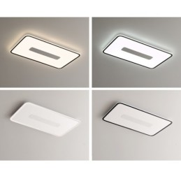 Lámpara de techo empotrada rectangular de gran tamaño y moderna, regulable, de espectro completo, con protección ocular.