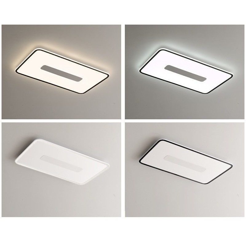 Lámpara de techo empotrada rectangular de gran tamaño y moderna, regulable, de espectro completo, con protección ocular.