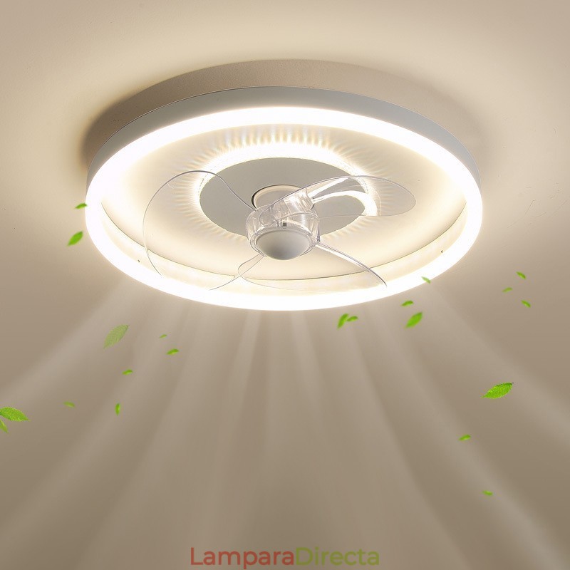 Ventilador de techo moderno, redondo, ultrafino, silencioso, invisible, de espectro completo, con protección ocular, regulable y empotrado.