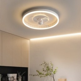 Ventilador de techo moderno, redondo, ultrafino, silencioso, invisible, de espectro completo, con protección ocular, regulable y empotrado.