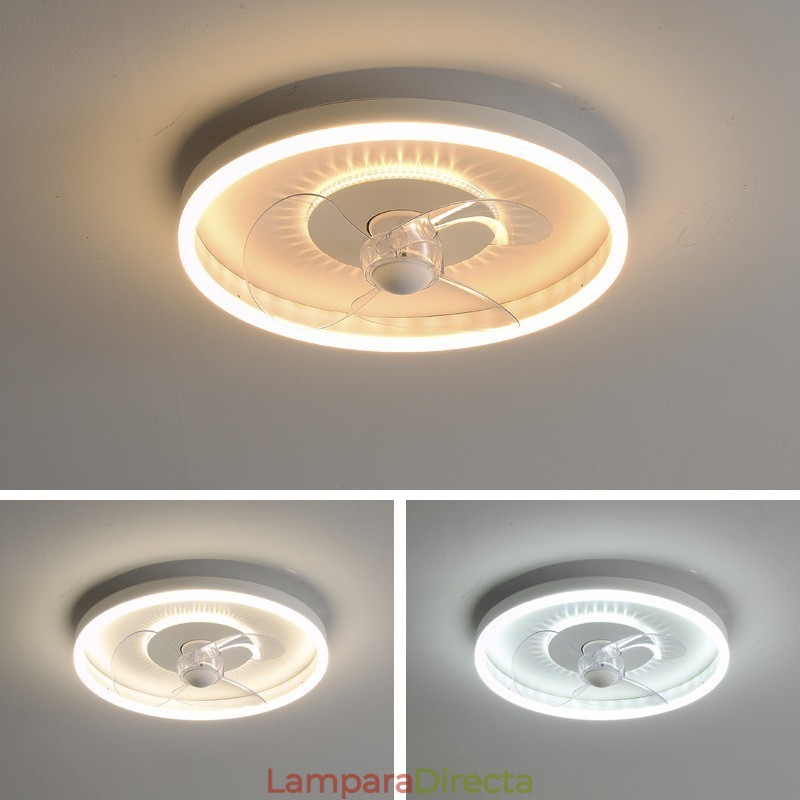 Ventilador de techo moderno, redondo, ultrafino, silencioso, invisible, de espectro completo, con protección ocular, regulable y empotrado.
