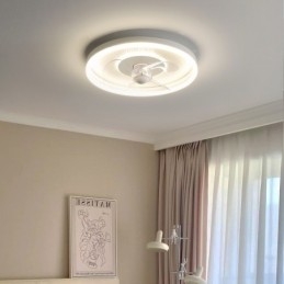 Ventilador de techo moderno, redondo, ultrafino, silencioso, invisible, de espectro completo, con protección ocular, regulable y empotrado.