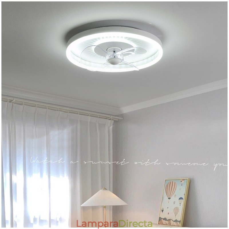 Ventilador de techo moderno, redondo, ultrafino, silencioso, invisible, de espectro completo, con protección ocular, regulable y empotrado.