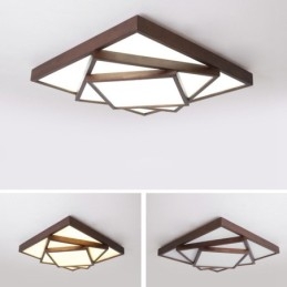 Lámpara de techo empotrada de madera de nogal negro cuadrada de 3 niveles, estilo nórdico contemporáneo moderno, también se puede usar como lámpara de pared.