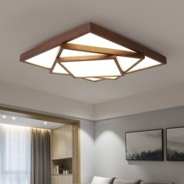 Lámpara de techo empotrada de madera de nogal negro cuadrada de 3 niveles, estilo nórdico contemporáneo moderno, también se puede usar como lámpara de pared.