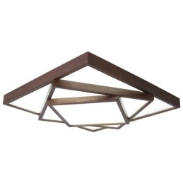 Lámpara de techo empotrada de madera de nogal negro cuadrada de 3 niveles, estilo nórdico contemporáneo moderno, también se puede usar como lámpara de pared.