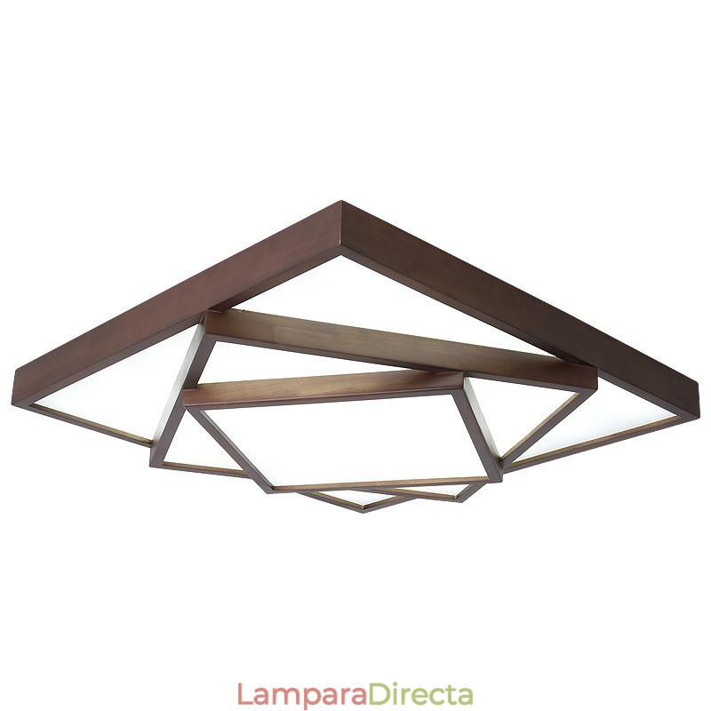 Lámpara de techo empotrada de madera de nogal negro cuadrada de 3 niveles, estilo nórdico contemporáneo moderno, también se puede usar como lámpara de pared.