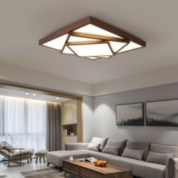 Lámpara de techo empotrada de madera de nogal negro cuadrada de 3 niveles, estilo nórdico contemporáneo moderno, también se puede usar como lámpara de pared.