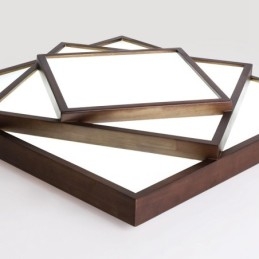 Lámpara de techo empotrada de madera de nogal negro cuadrada de 3 niveles, estilo nórdico contemporáneo moderno, también se puede usar como lámpara de pared.