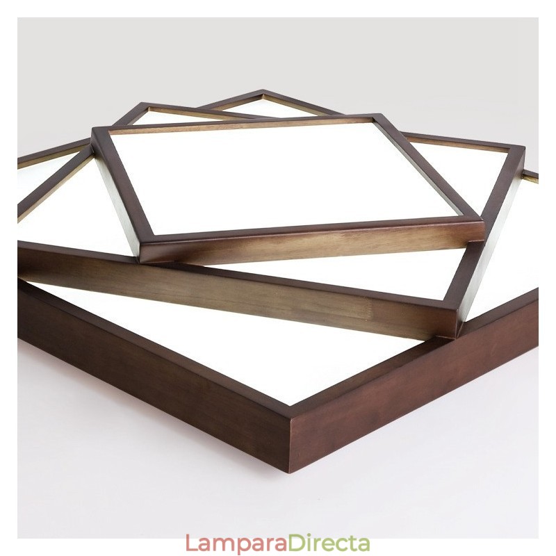 Lámpara de techo empotrada de madera de nogal negro cuadrada de 3 niveles, estilo nórdico contemporáneo moderno, también se puede usar como lámpara de pared.