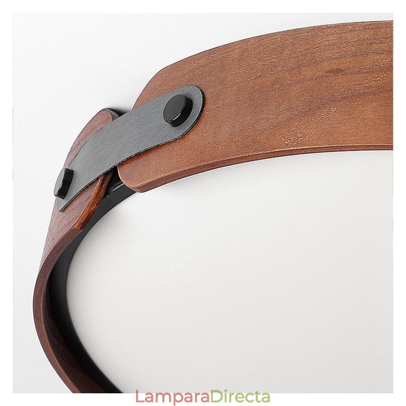 Lámpara de techo empotrada nórdica redonda y sencilla de madera de nogal negro