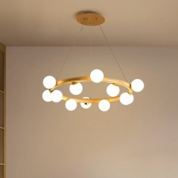 Lámpara colgante de madera nórdica moderna y sencilla con pantallas de frijol