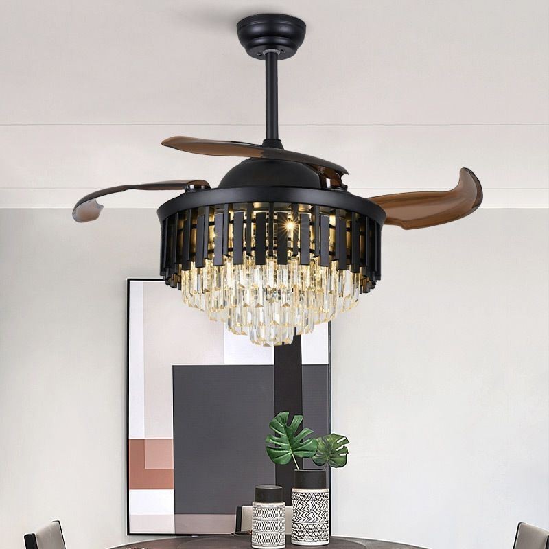 Ventilador de techo retráctil con luz de cristal