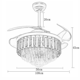 Ventilador de techo retráctil con luz de cristal