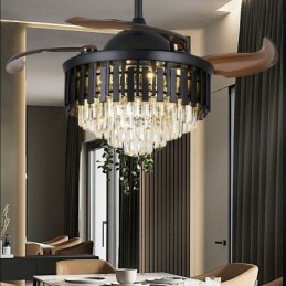 Ventilador de techo retráctil con luz de cristal