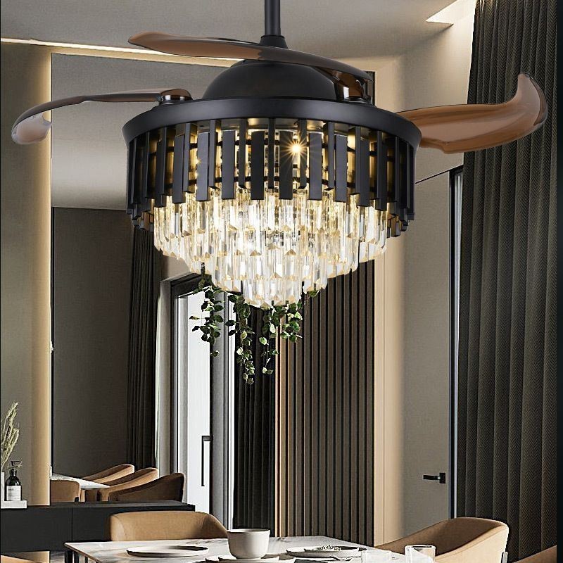 Ventilador de techo retráctil con luz de cristal