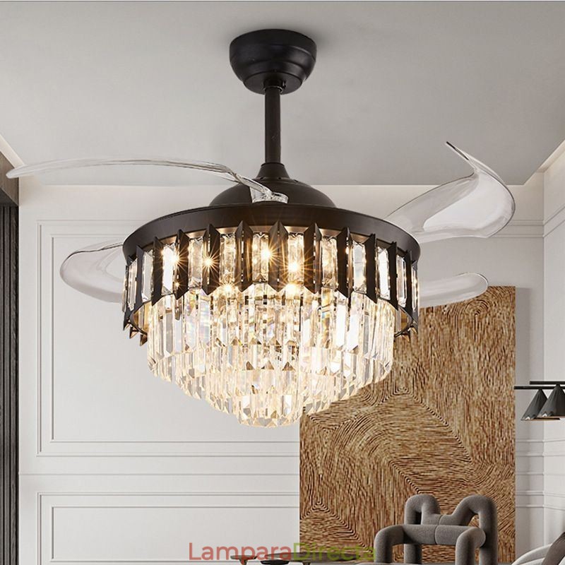 Ventilador de techo retráctil con luz de cristal