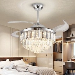 Ventilador de techo retráctil con luz de cristal