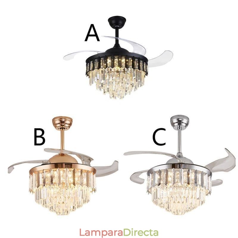 Ventilador de techo retráctil con luz de cristal