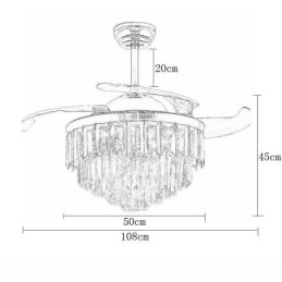 Ventilador de techo retráctil con luz de cristal
