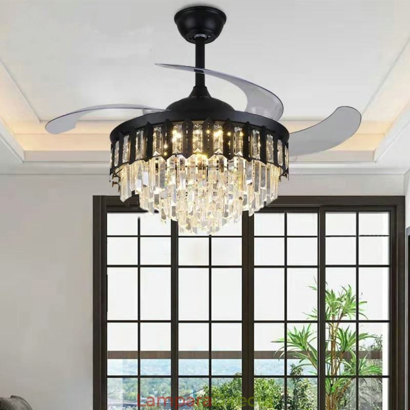 Ventilador de techo retráctil con luz de cristal