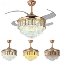 Ventilador de techo retráctil con luz de cristal