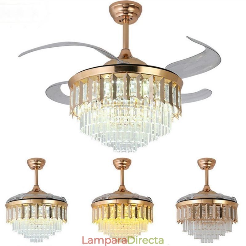Ventilador de techo retráctil con luz de cristal