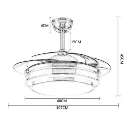 Lámpara de ventilador de techo moderna con aspas de ABS y acrílico.