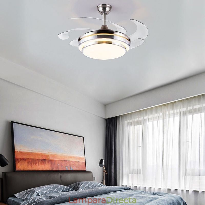 Lámpara de ventilador de techo moderna con aspas de ABS y acrílico.