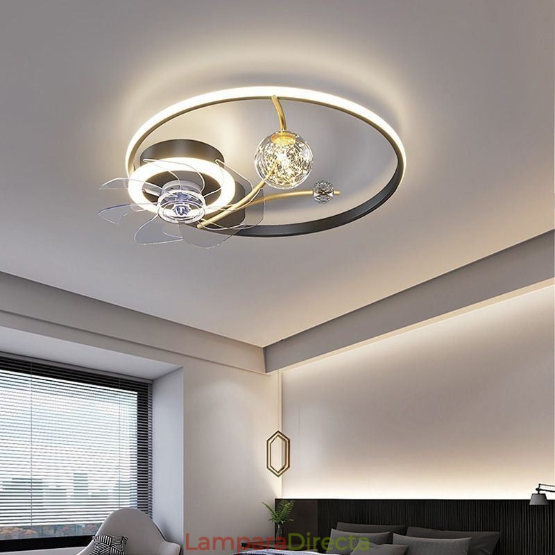 Ventilador de techo con luces, lámpara decorativa de acrílico.
