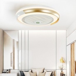 Lámpara de techo redonda acrílica con ventilador moderno y control remoto