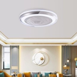 Lámpara de techo redonda acrílica con ventilador moderno y control remoto