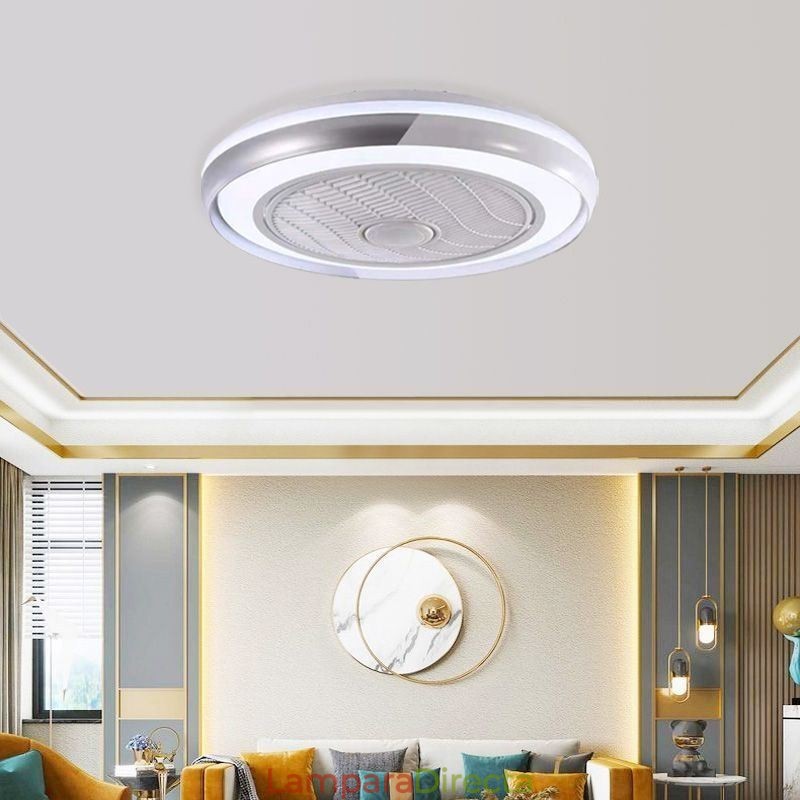 Lámpara de techo redonda acrílica con ventilador moderno y control remoto