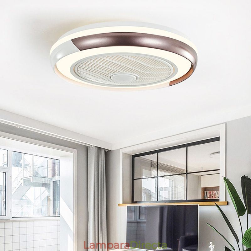 Lámpara de techo redonda acrílica con ventilador moderno y control remoto