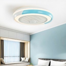 Lámpara de techo redonda acrílica con ventilador moderno y control remoto