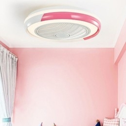 Lámpara de techo redonda acrílica con ventilador moderno y control remoto