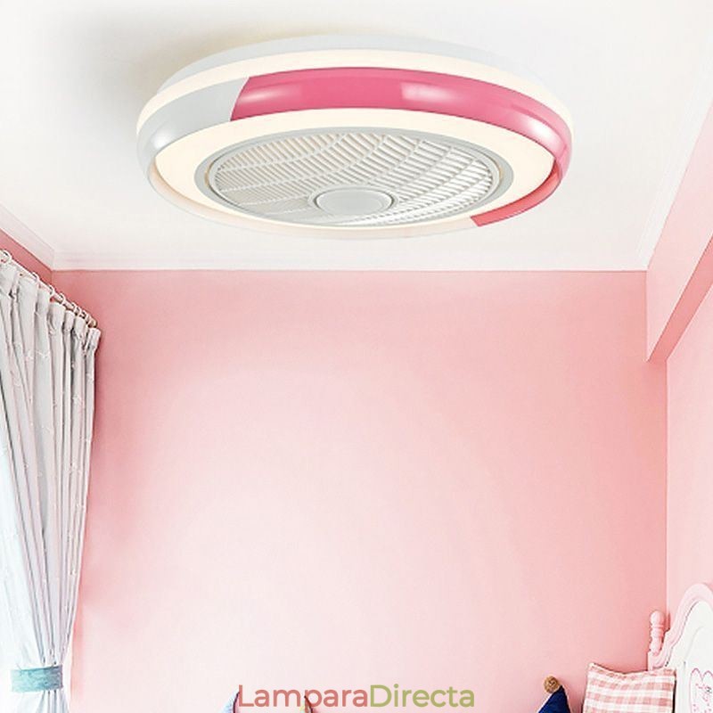 Lámpara de techo redonda acrílica con ventilador moderno y control remoto